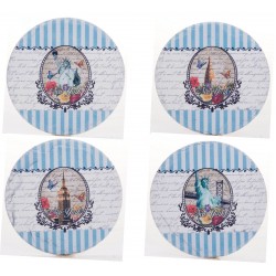 Blue Stripe New York City Statue of Liberty Empire State Building 4 Set Coaster